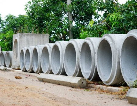 Concrete Drainage Pipe on a Construction Site or on road.